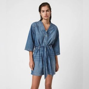 AllSaint Women’s Blue Denim Playsuit Romper Shorts Jumpsuit Size US 6